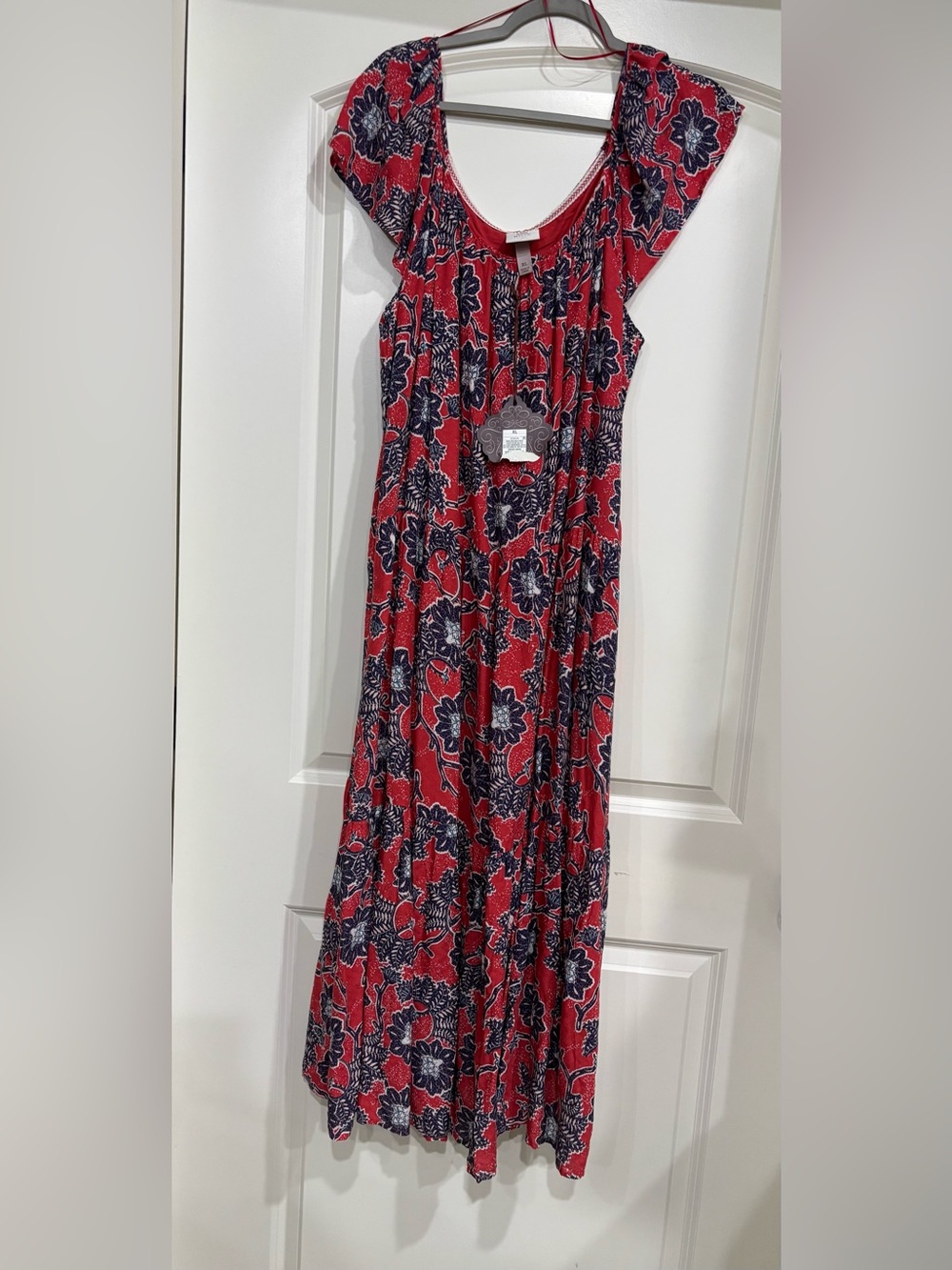 Knox Rose Red Maxi Dress with Navy Floral Print